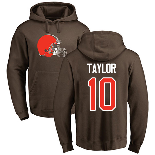 Men Cleveland Browns Taywan Taylor Brown Jersey #10 NFL Football Name and Number Logo Pullover Hoodie Sweatshirt